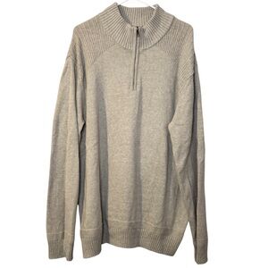 Hawker Rye 100% cotton knit quarter zip sweater beige tan men’s size XXL